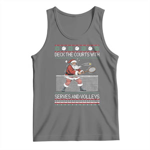 Deck The Courts With Serves And Volleys Tank Top Funny Tennis Ugly Christmas TS12 Black Heather Print Your Wear