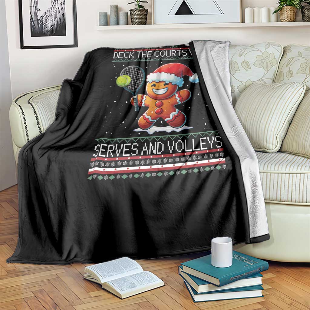 Funny Tennis Ugly Christmas Gingerbread Player Gift Throw Blanket Deck The Courts With Serves And Volleys TS12 Print Your Wear