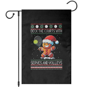 Funny Tennis Ugly Christmas Gingerbread Player Gift Garden Flag Deck The Courts With Serves And Volleys TS12 Black Print Your Wear