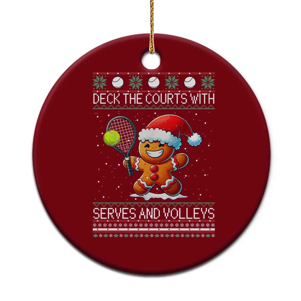 Funny Tennis Ugly Christmas Gingerbread Player Gift Ceramic Ornament Deck The Courts With Serves And Volleys TS12 1pc Red Print Your Wear