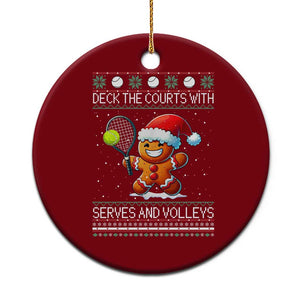 Funny Tennis Ugly Christmas Gingerbread Player Gift Ceramic Ornament Deck The Courts With Serves And Volleys TS12 1pc Red Print Your Wear