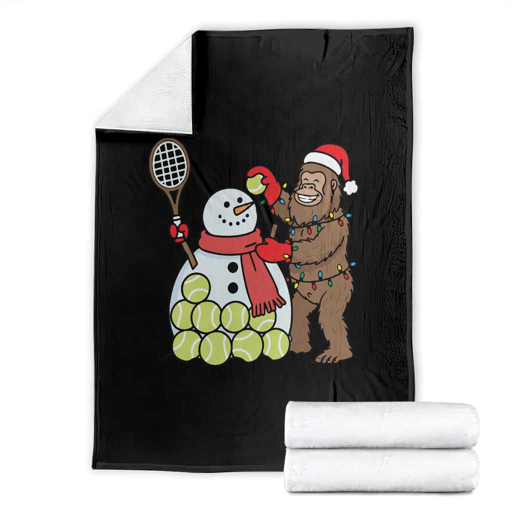 Funny Squatch Christmas Tennis Gift Throw Blanket Bigfoot Player Enthusiast TS12 Black Print Your Wear