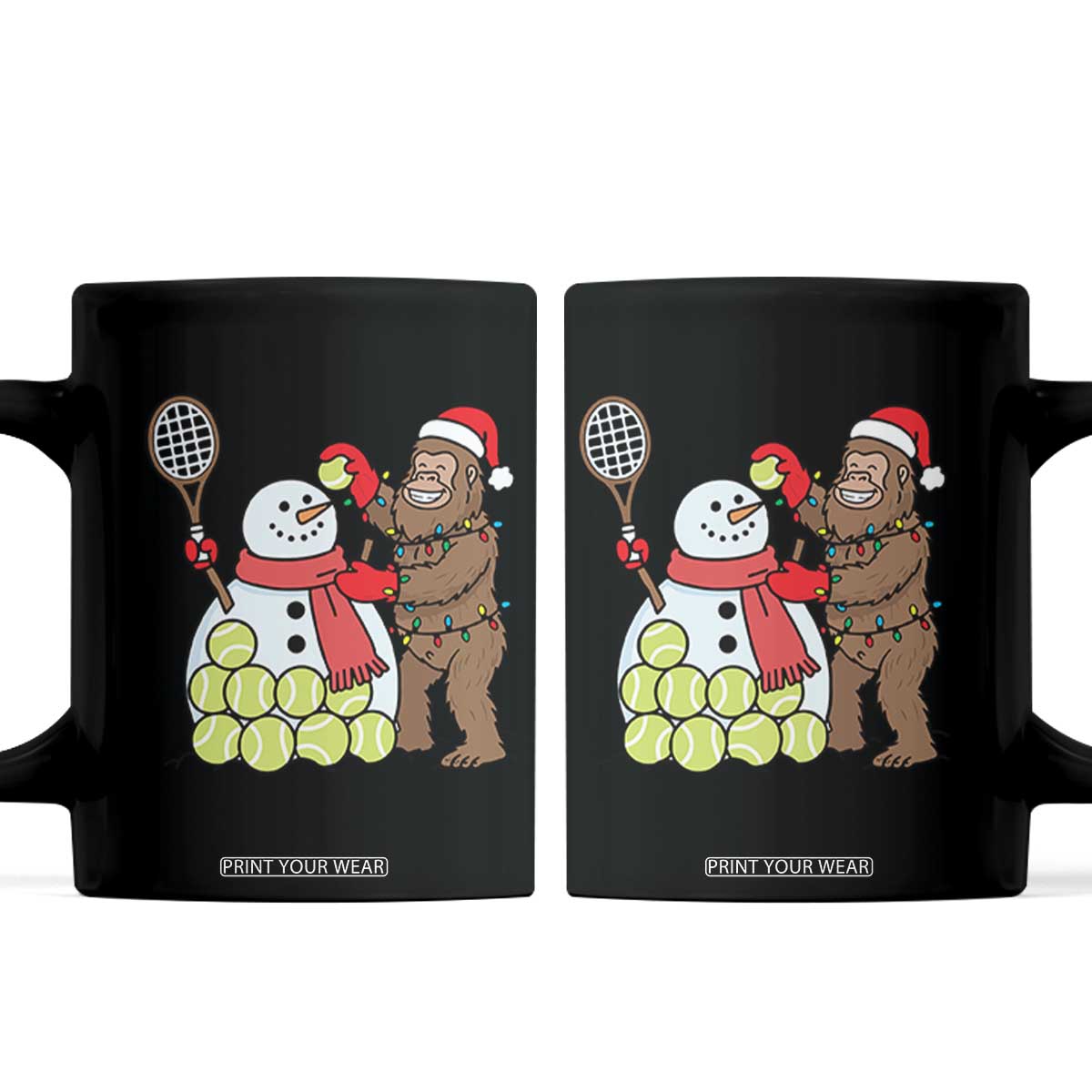 Funny Squatch Christmas Tennis Gift Coffee Mug Bigfoot Player Enthusiast TS12 Black Print Your Wear