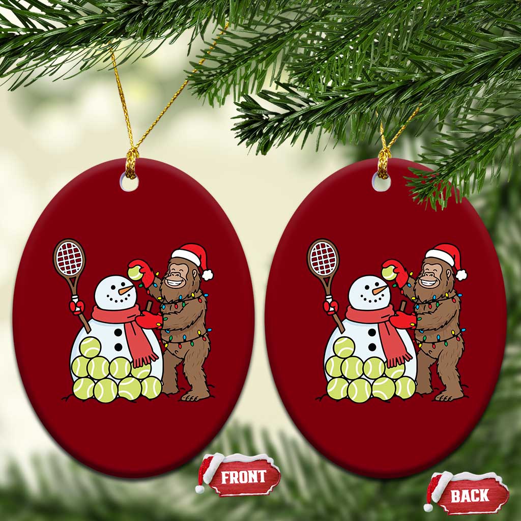 Funny Squatch Christmas Tennis Gift Ceramic Ornament Bigfoot Player Enthusiast TS12 Print Your Wear