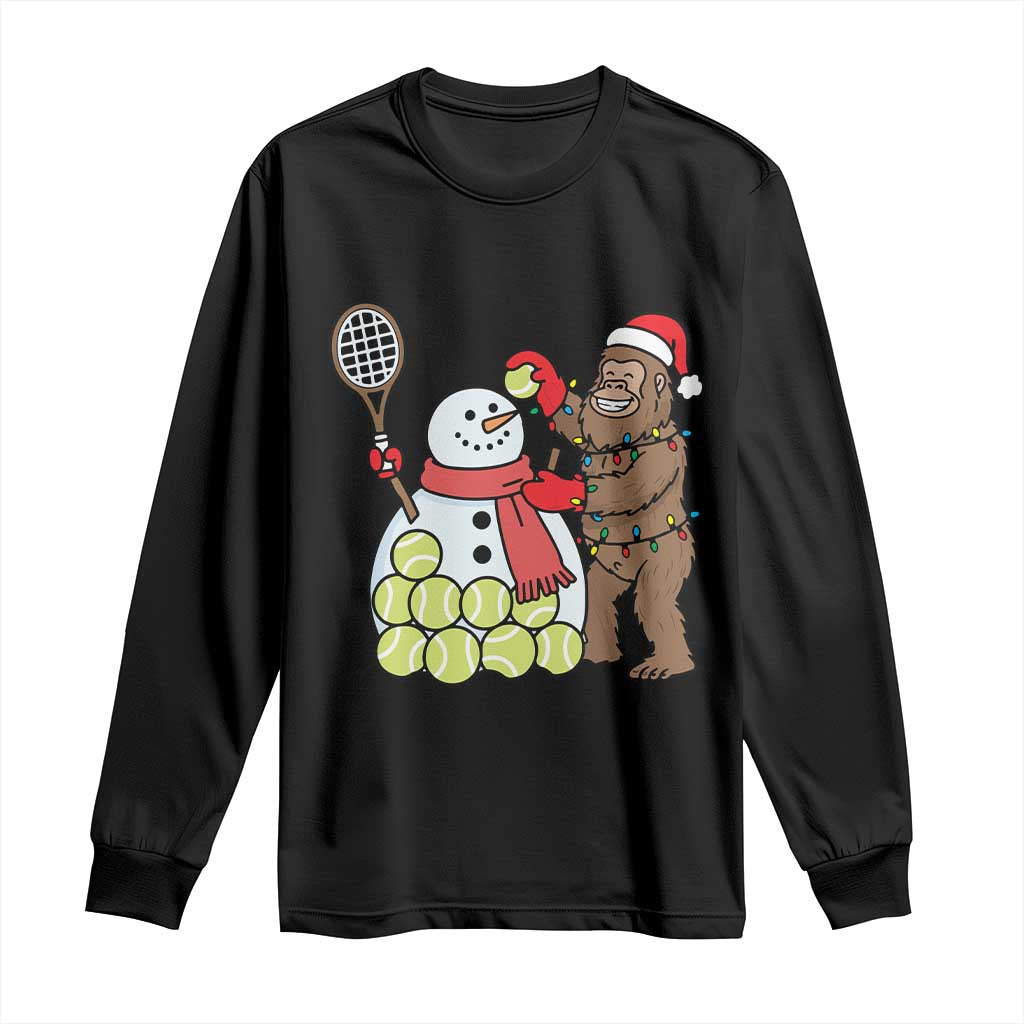 Funny Squatch Christmas Tennis Gift Long Sleeve Shirt Bigfoot Player Enthusiast TS12 Black Print Your Wear
