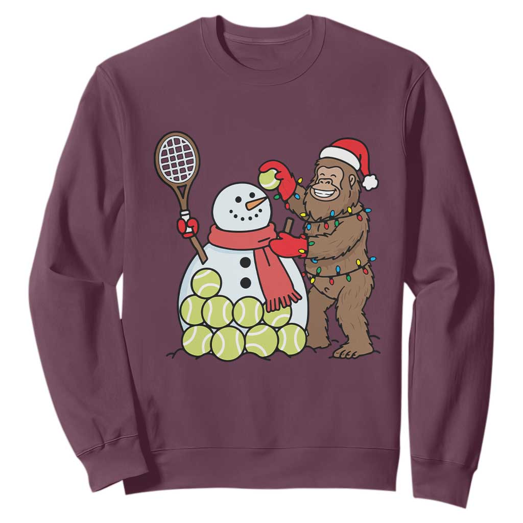 Funny Squatch Christmas Tennis Gift Sweatshirt Bigfoot Player Enthusiast TS12 Maroon Print Your Wear