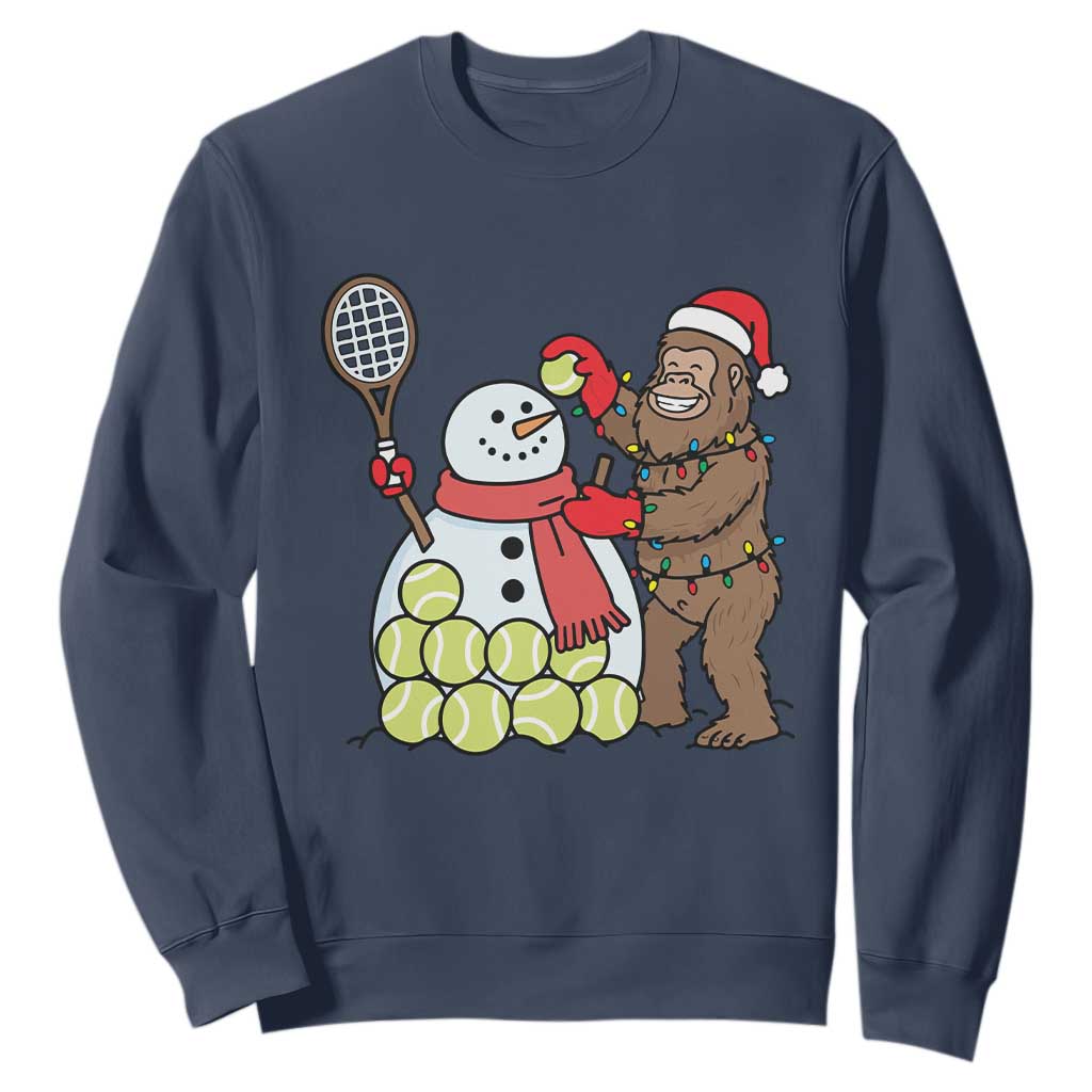 Funny Squatch Christmas Tennis Gift Sweatshirt Bigfoot Player Enthusiast TS12 Navy Print Your Wear