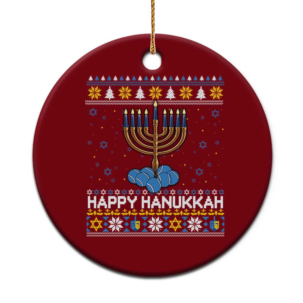 Funny Happy Hanukkah Ugly Sweater Tennis Lover Gift Ceramic Ornament TS12 1pc Red Print Your Wear
