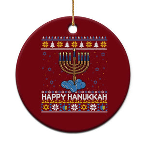 Funny Happy Hanukkah Ugly Sweater Tennis Lover Gift Ceramic Ornament TS12 1pc Red Print Your Wear