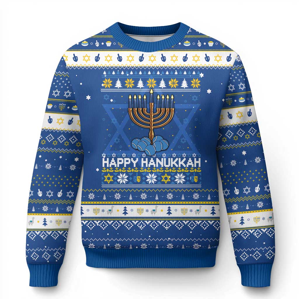Funny Happy Chanukkah Ugly Sweater Tennis Lover Gift Hanukkah Ugly Sweater TS12 Blue White Print Your Wear