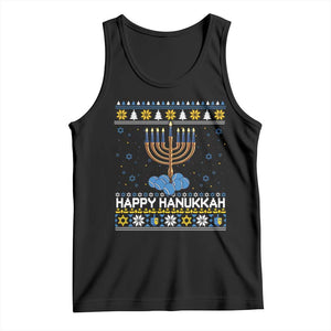 Funny Happy Hanukkah Ugly Sweater Tennis Lover Gift Tank Top TS12 Black Print Your Wear