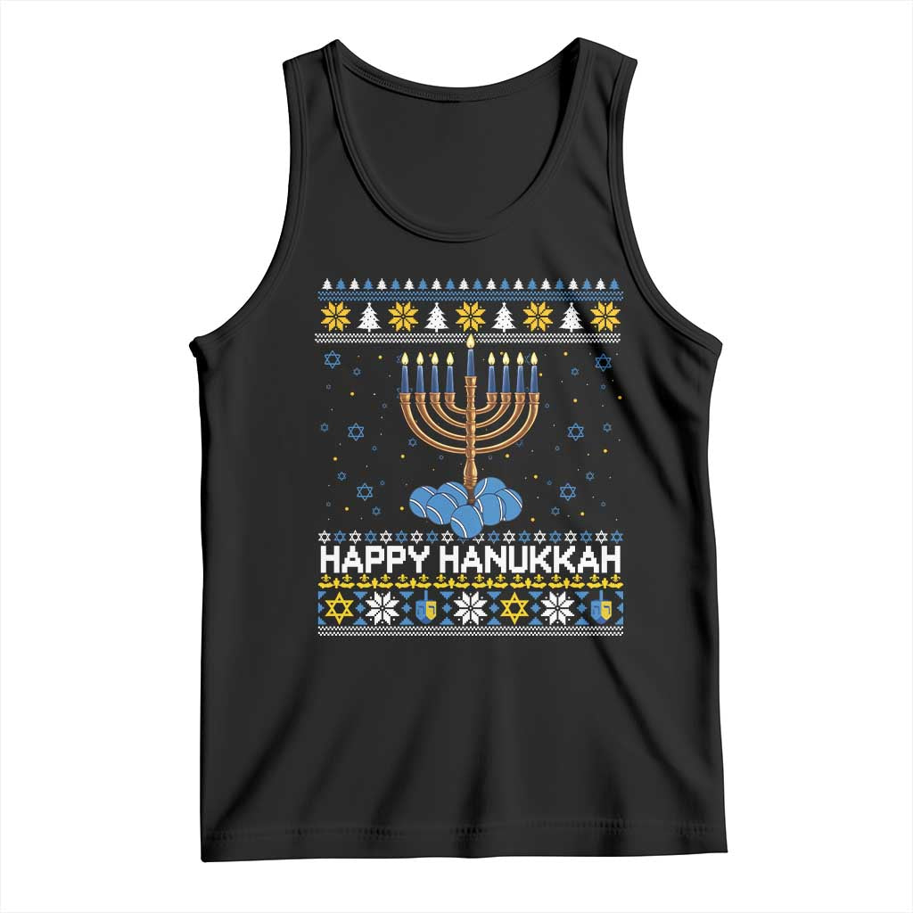 Funny Happy Hanukkah Ugly Sweater Tennis Lover Gift Tank Top TS12 Black Print Your Wear