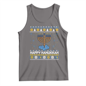 Funny Happy Hanukkah Ugly Sweater Tennis Lover Gift Tank Top TS12 Deep Heather Print Your Wear