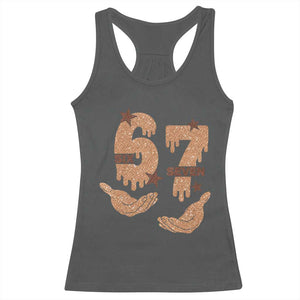 Funny Six Seven Meme Racerback Tank Top Melanin Black History Month Gift TS12 Dark Heather Print Your Wear