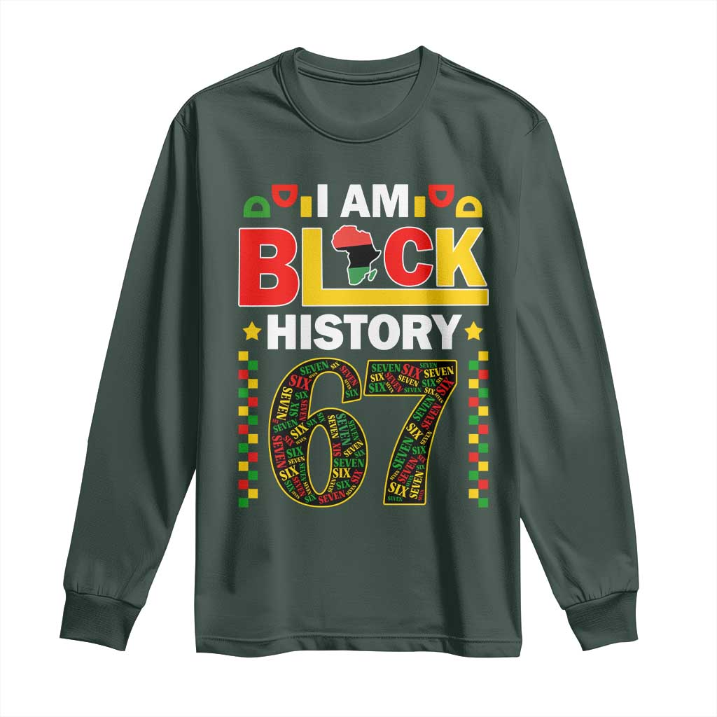 67 Meme Black History Month Long Sleeve Shirt African American Pride TS12 Dark Forest Green Print Your Wear