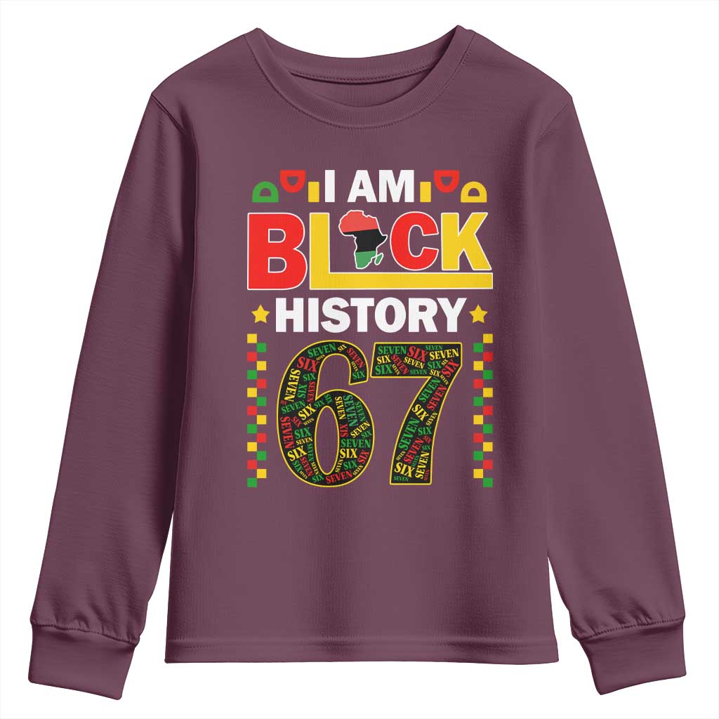 67 Meme Black History Month Youth Sweatshirt African American Pride TS12 Maroon Print Your Wear