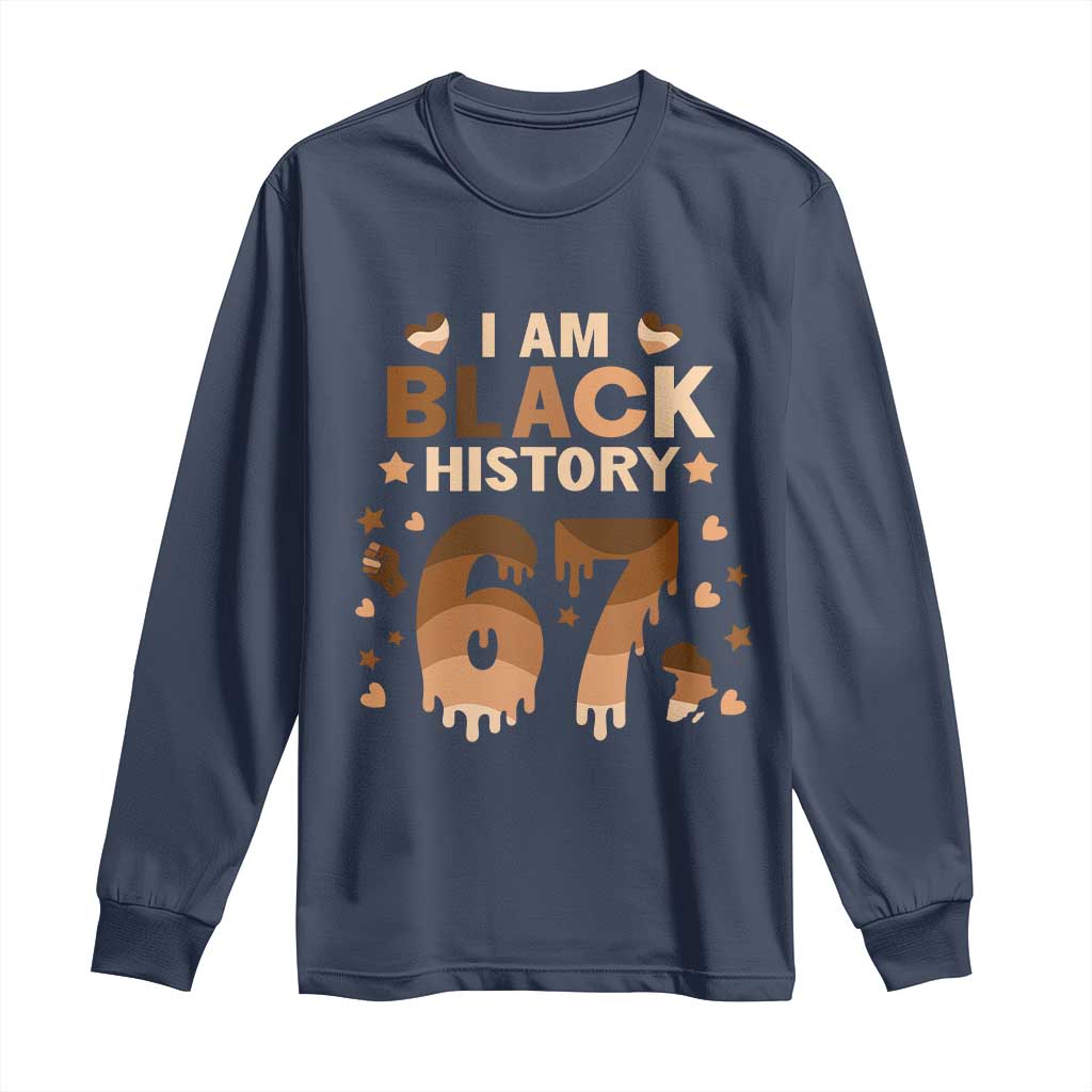 Funny Melanin Six Seven Meme Long Sleeve Shirt African American Gift TS12 Navy Print Your Wear
