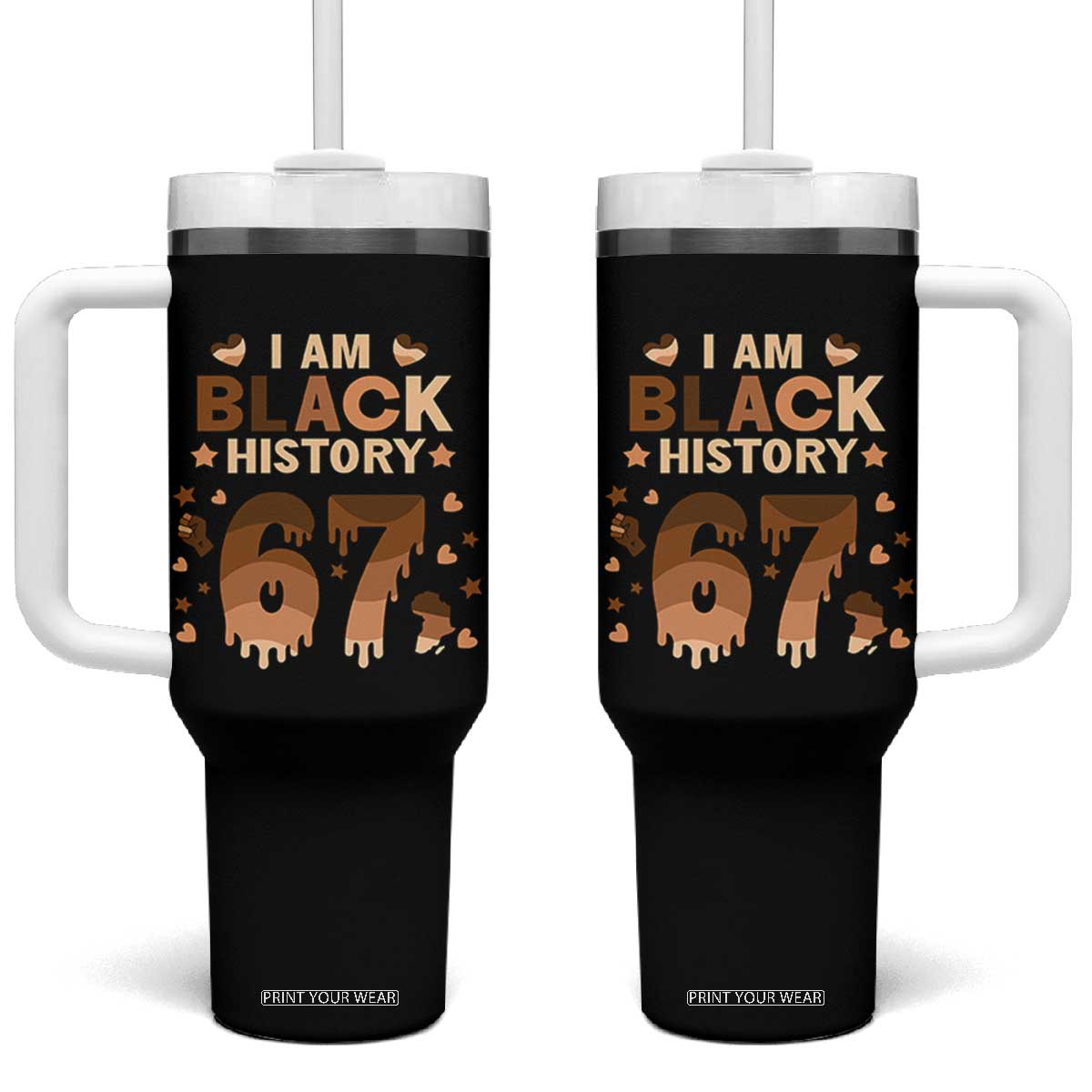 Funny Melanin Six Seven Meme Tumbler With Handle African American Gift TS12 One Size: 40 oz Black Print Your Wear