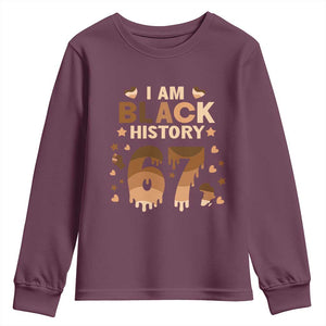 Funny Melanin Six Seven Meme Youth Sweatshirt African American Gift TS12 Maroon Print Your Wear