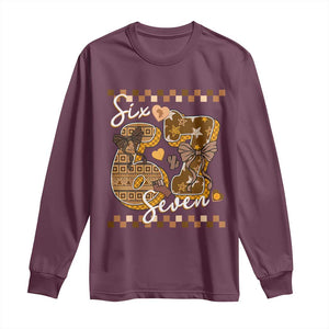 Funny African American Melanin Gift Long Sleeve Shirt Six Seven Meme TS12 Maroon Print Your Wear