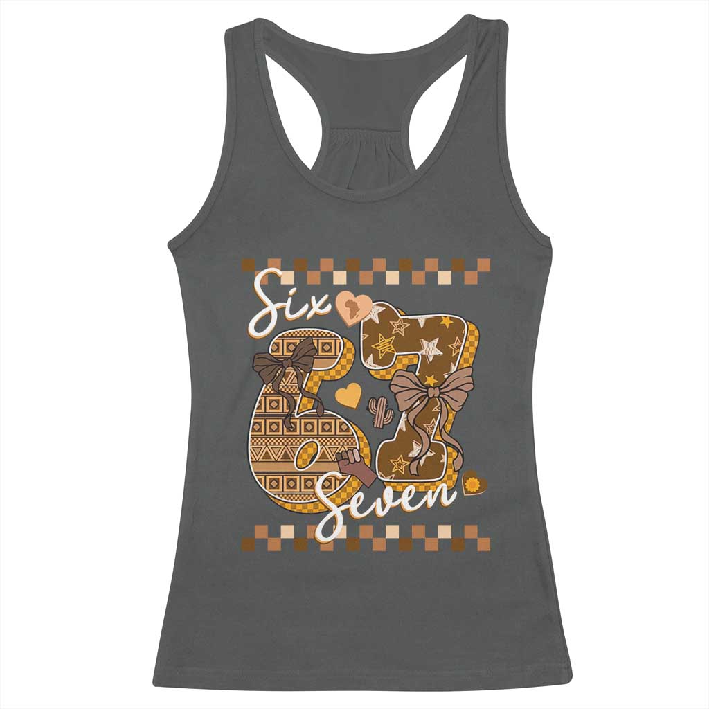 Funny African American Melanin Gift Racerback Tank Top Six Seven Meme TS12 Dark Heather Print Your Wear