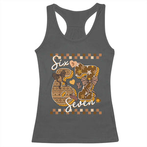 Funny African American Melanin Gift Racerback Tank Top Six Seven Meme TS12 Dark Heather Print Your Wear
