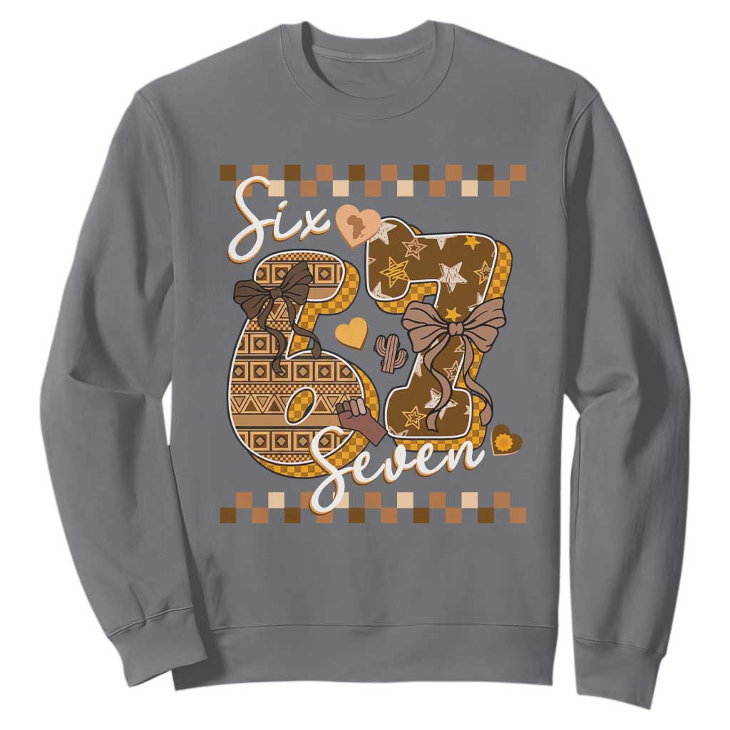 Funny African American Melanin Gift Sweatshirt Six Seven Meme TS12 Charcoal Print Your Wear