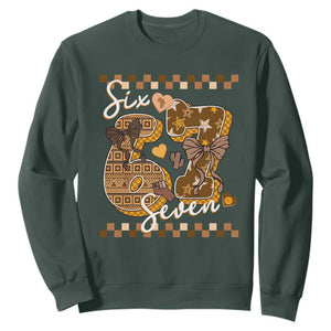 Funny African American Melanin Gift Sweatshirt Six Seven Meme TS12 Dark Forest Green Print Your Wear