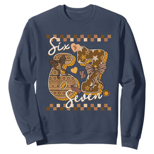 Funny African American Melanin Gift Sweatshirt Six Seven Meme TS12 Navy Print Your Wear