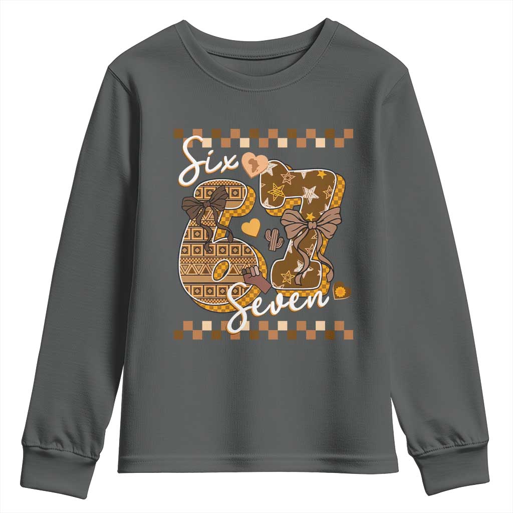 Funny African American Melanin Gift Youth Sweatshirt Six Seven Meme TS12 Dark Heather Print Your Wear