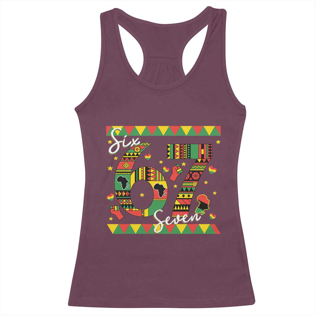 Funny Six Seven Meme Racerback Tank Top Pan African Culture Gift TS12 Maroon Print Your Wear