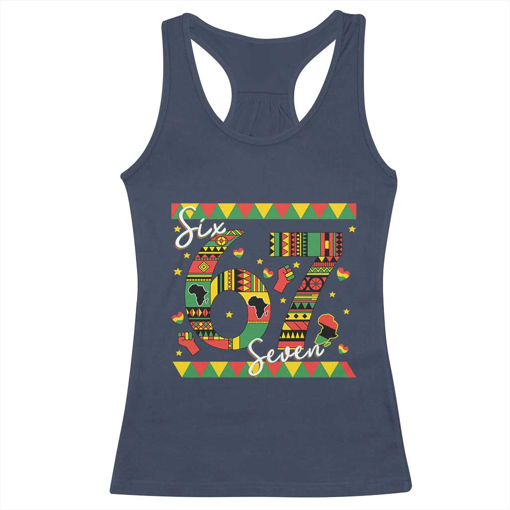Funny Six Seven Meme Racerback Tank Top Pan African Culture Gift TS12 Navy Print Your Wear