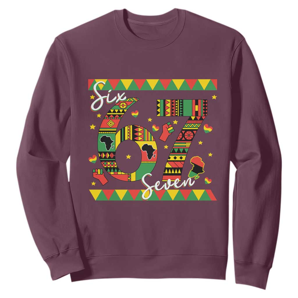 Funny Six Seven Meme Sweatshirt Pan African Culture Gift TS12 Maroon Print Your Wear