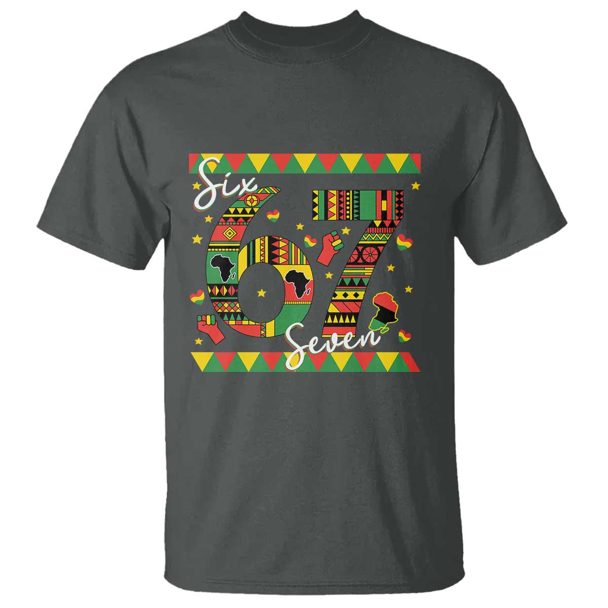 Funny Six Seven Meme T Shirt Pan African Culture Gift TS12 Dark Heather Print Your Wear