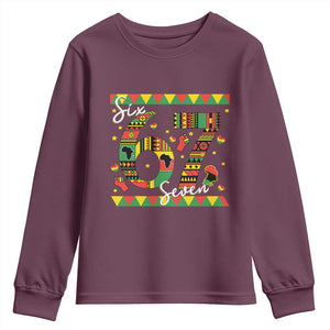 Funny Six Seven Meme Youth Sweatshirt Pan African Culture Gift TS12 Maroon Print Your Wear