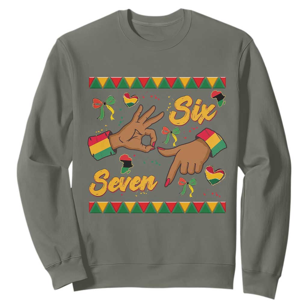 Funny 67 Meme Black History Month Sweatshirt Gen Z Alpha Gift TS12 Military Green Print Your Wear