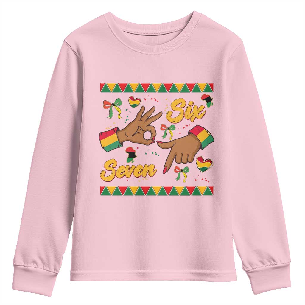 Funny 67 Meme Black History Month Youth Sweatshirt Gen Z Alpha Gift TS12 Light Pink Print Your Wear