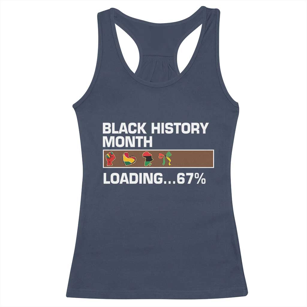 Funny Black History Month Loading Racerback Tank Top Six Seven Meme TS12 Navy Print Your Wear