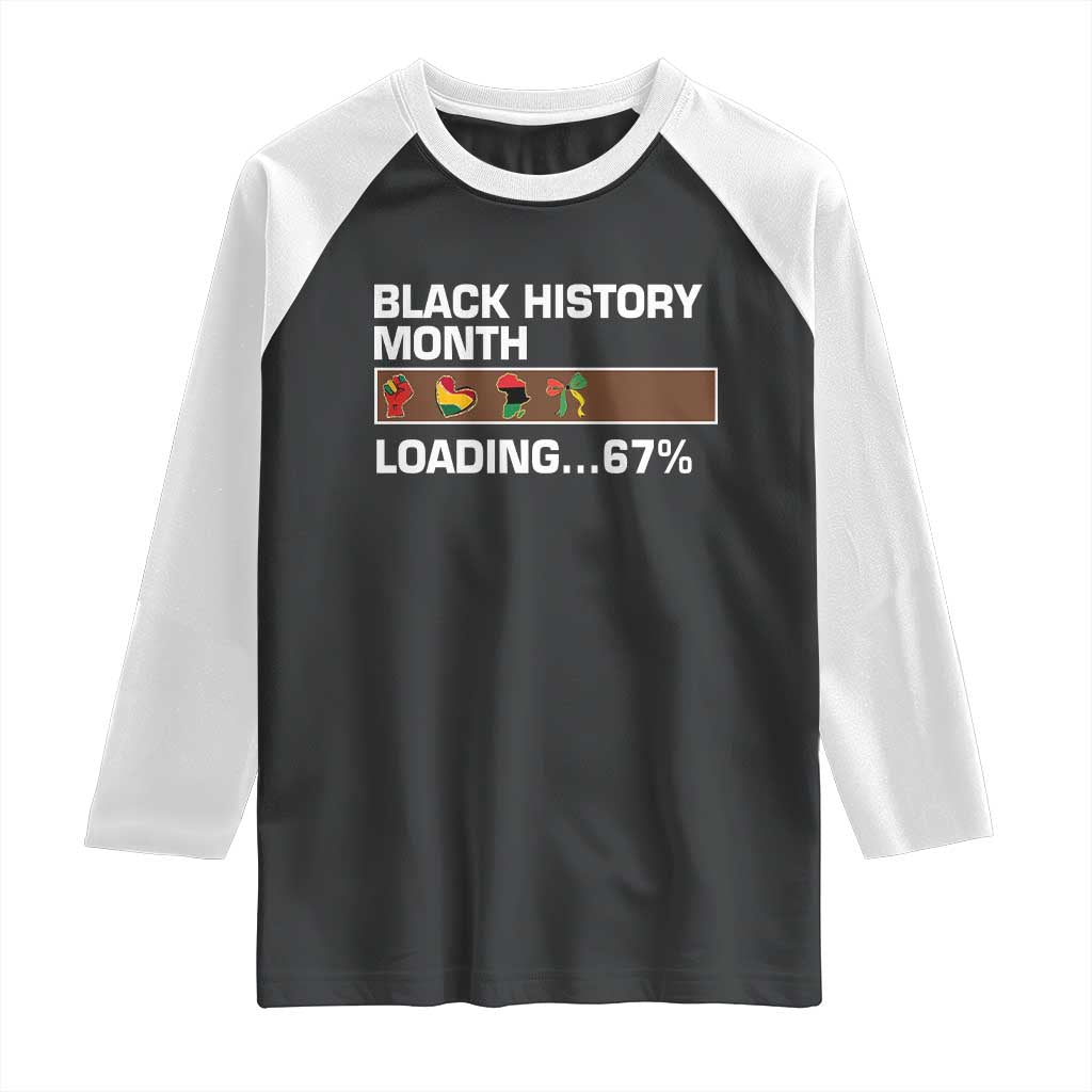 Funny Black History Month Loading Raglan Shirt Six Seven Meme TS12 Black White Print Your Wear