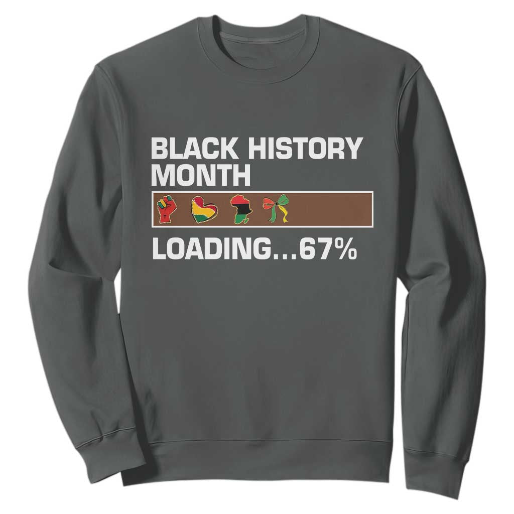 Funny Black History Month Loading Sweatshirt Six Seven Meme TS12 Dark Heather Print Your Wear