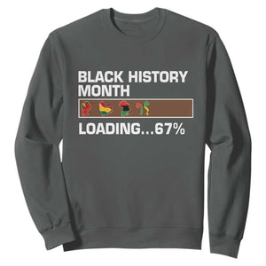 Funny Black History Month Loading Sweatshirt Six Seven Meme TS12 Dark Heather Print Your Wear