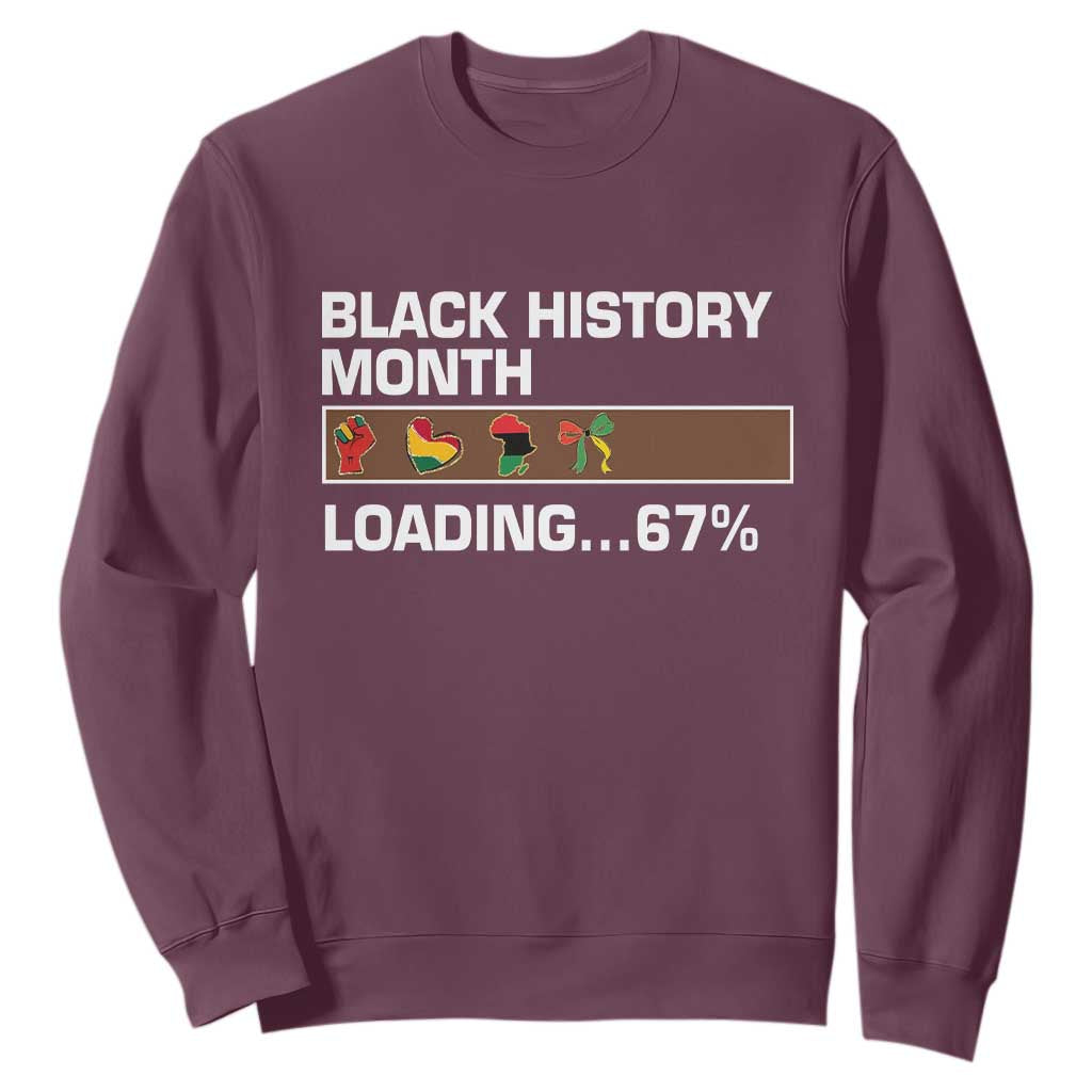 Funny Black History Month Loading Sweatshirt Six Seven Meme TS12 Maroon Print Your Wear