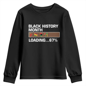 Funny Black History Month Loading Youth Sweatshirt Six Seven Meme TS12 Black Print Your Wear