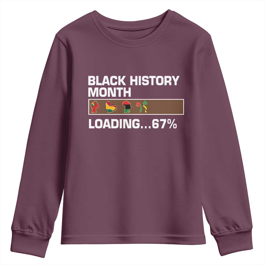 Funny Black History Month Loading Youth Sweatshirt Six Seven Meme TS12 Maroon Print Your Wear