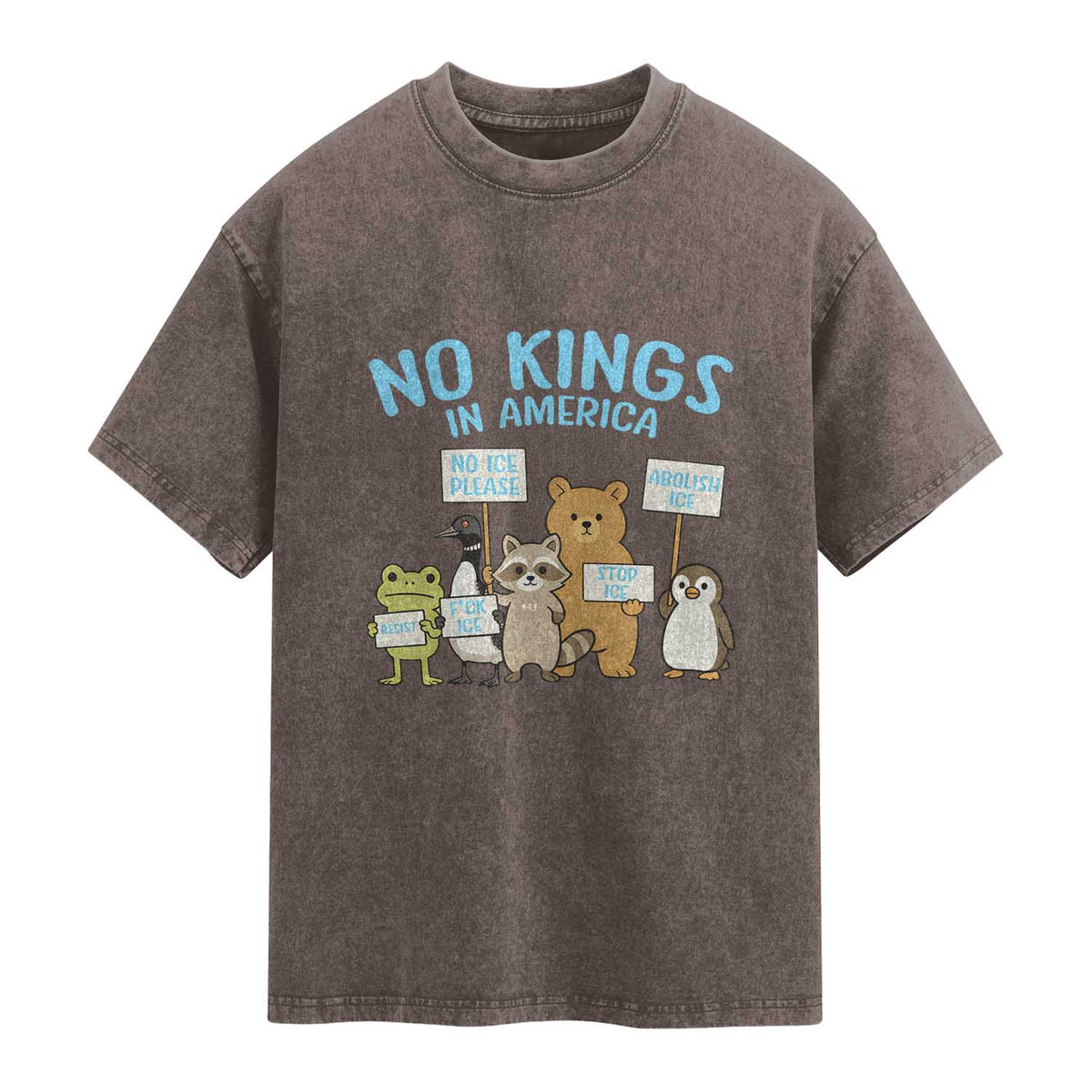 Funny Protest Animals Abolish Ice Washed Cotton T-Shirt Minneapolis USA Support Gift