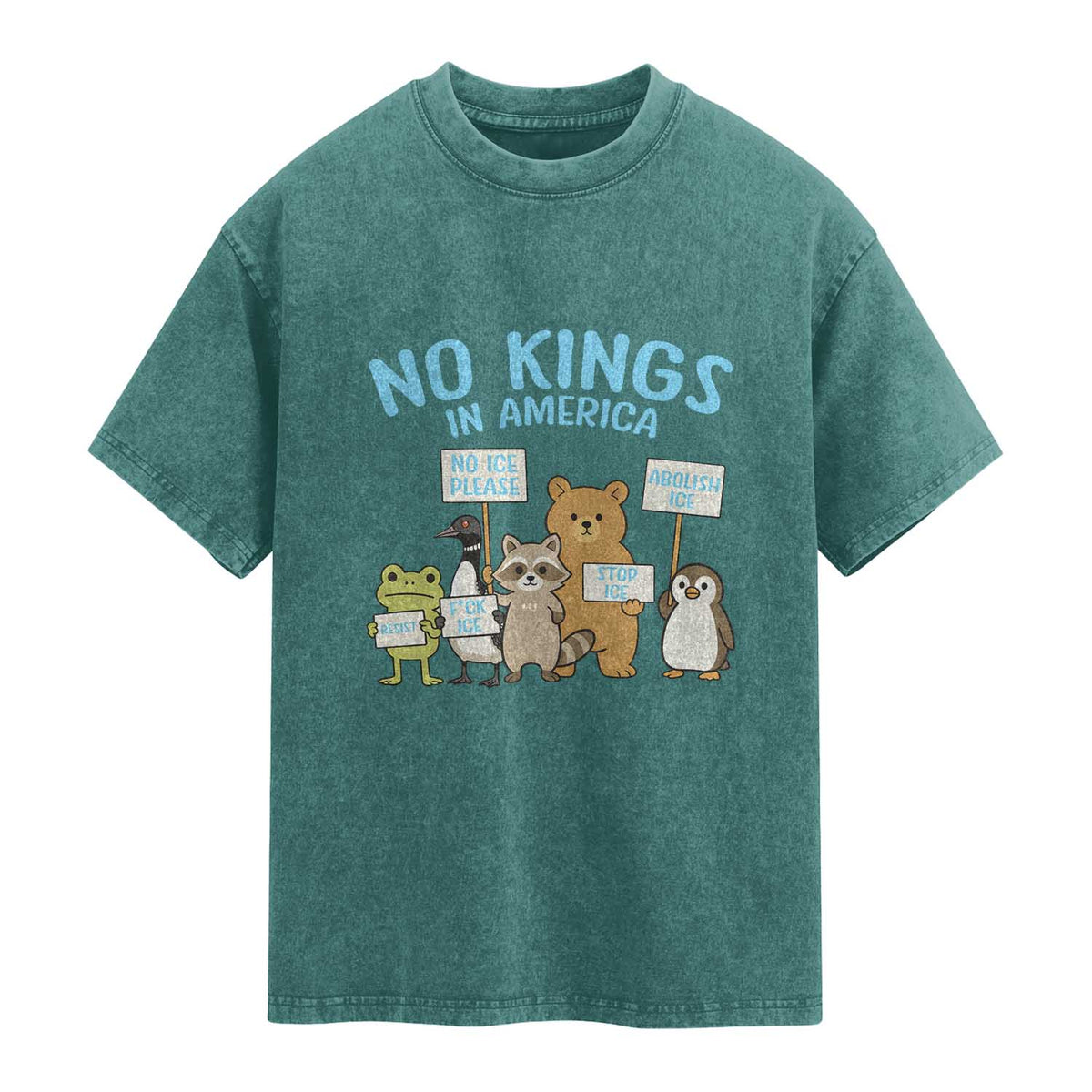 Funny Protest Animals Abolish Ice Washed Cotton T-Shirt Minneapolis USA Support Gift