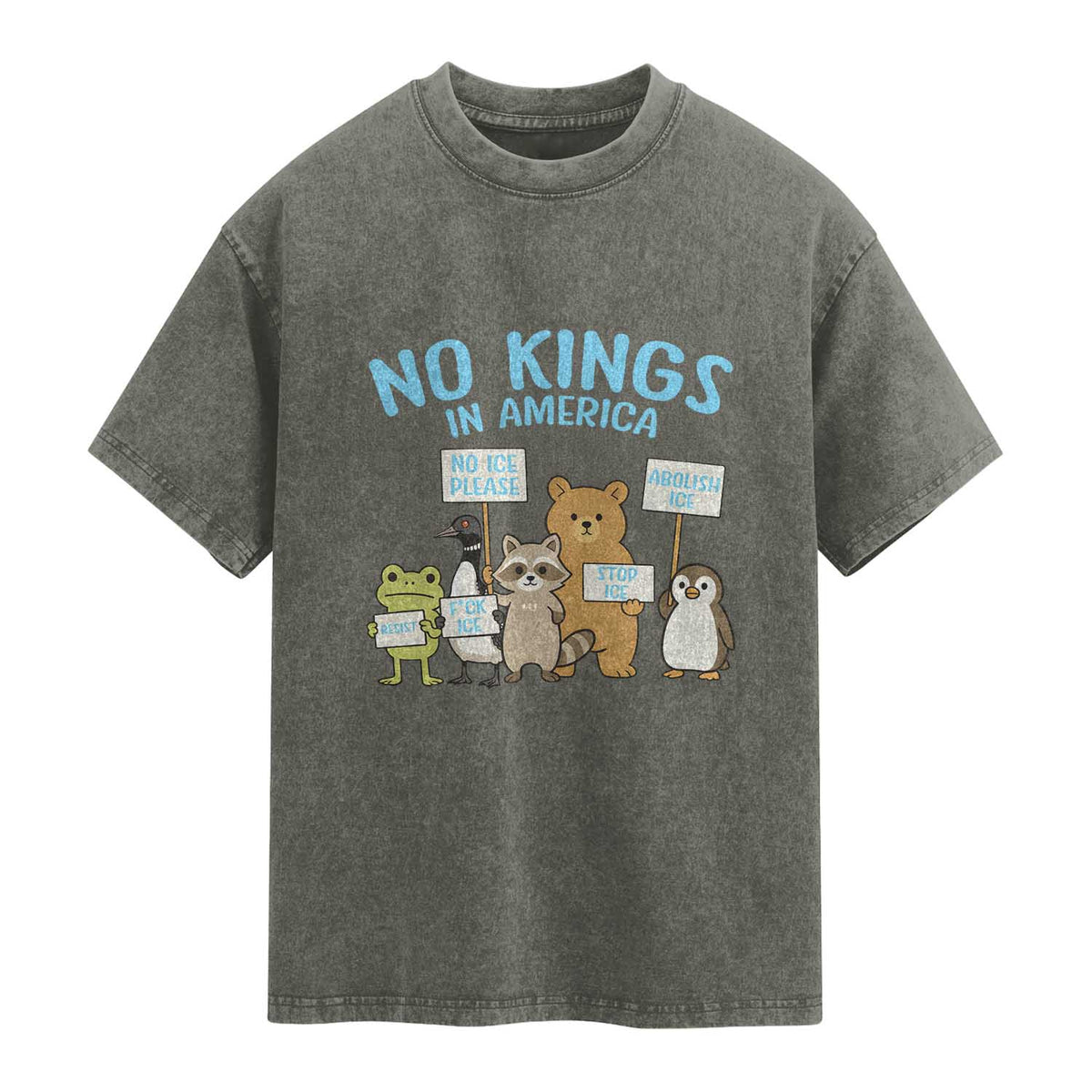 Funny Protest Animals Abolish Ice Washed Cotton T-Shirt Minneapolis USA Support Gift