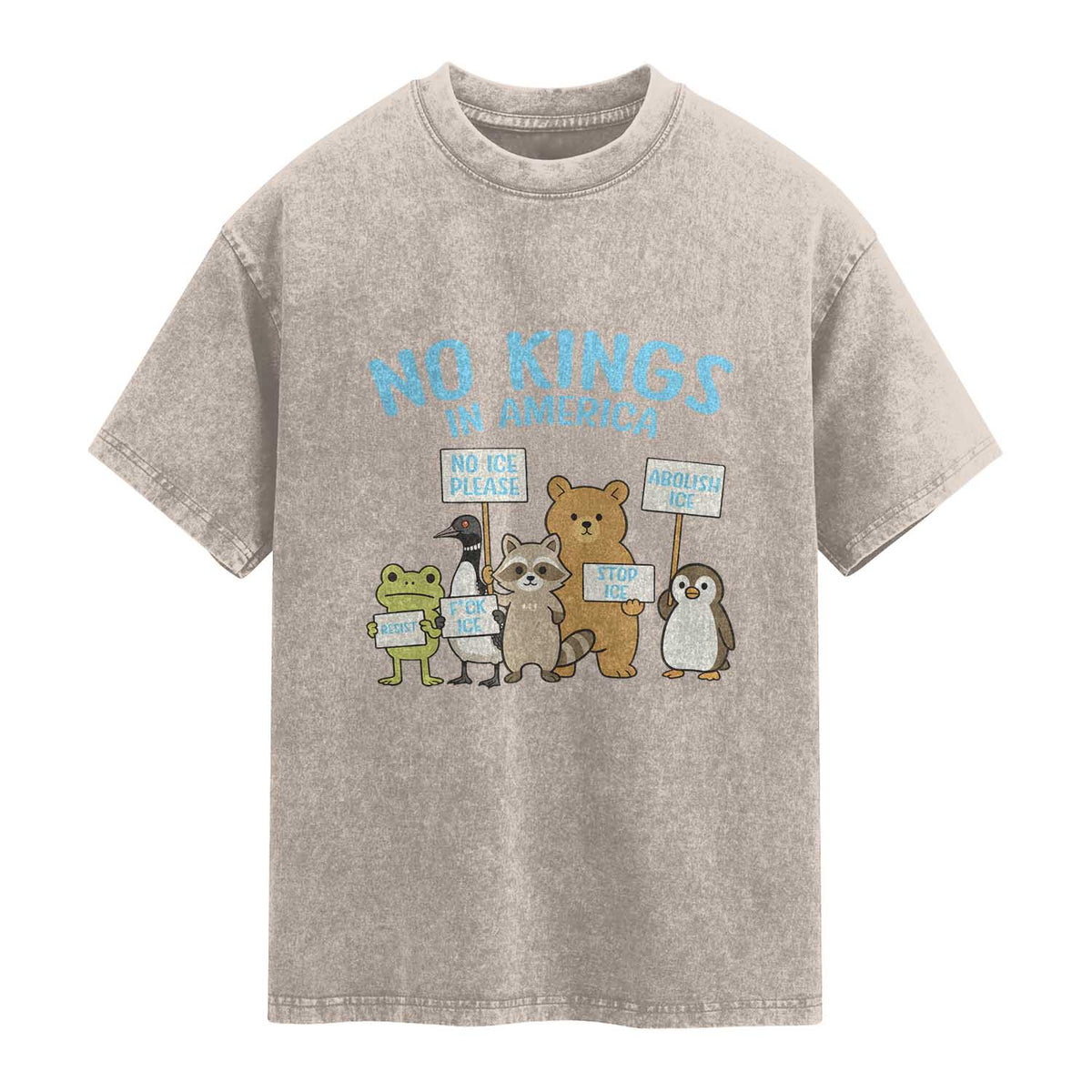 Funny Protest Animals Abolish Ice Washed Cotton T-Shirt Minneapolis USA Support Gift