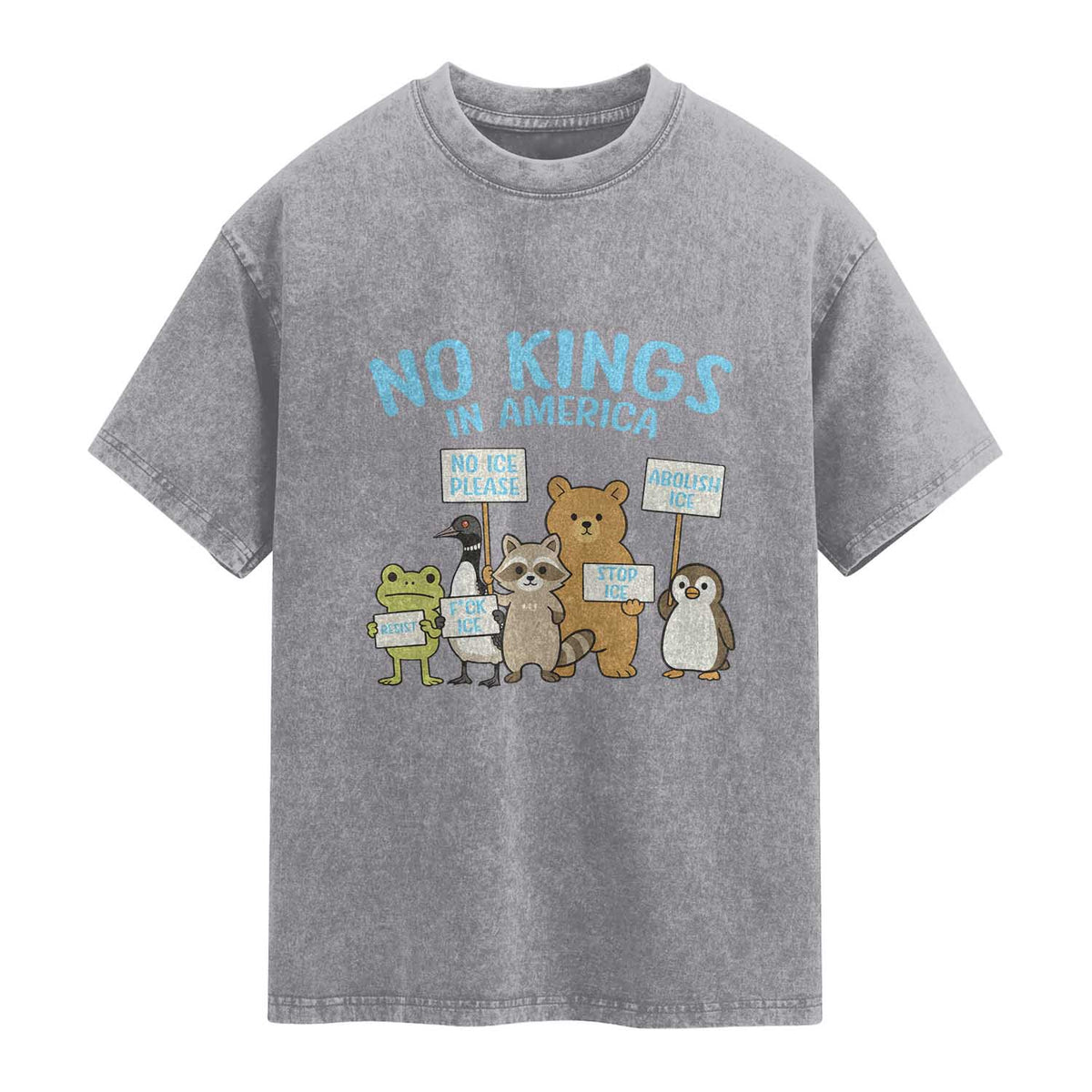 Funny Protest Animals Abolish Ice Washed Cotton T-Shirt Minneapolis USA Support Gift
