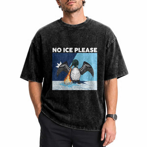 Funny Fire Breathing Loon Washed Cotton T-Shirt No Ice Please